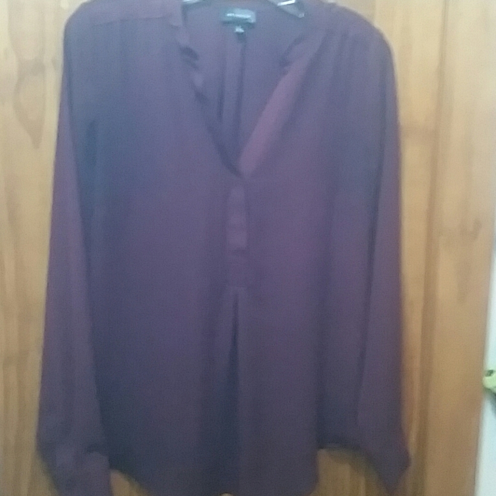 Wine colored long sleeve blouse